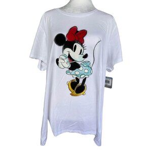 Minnie Mouse white graffic tee. 2XLarge. solid white back. 100 Anniversary
